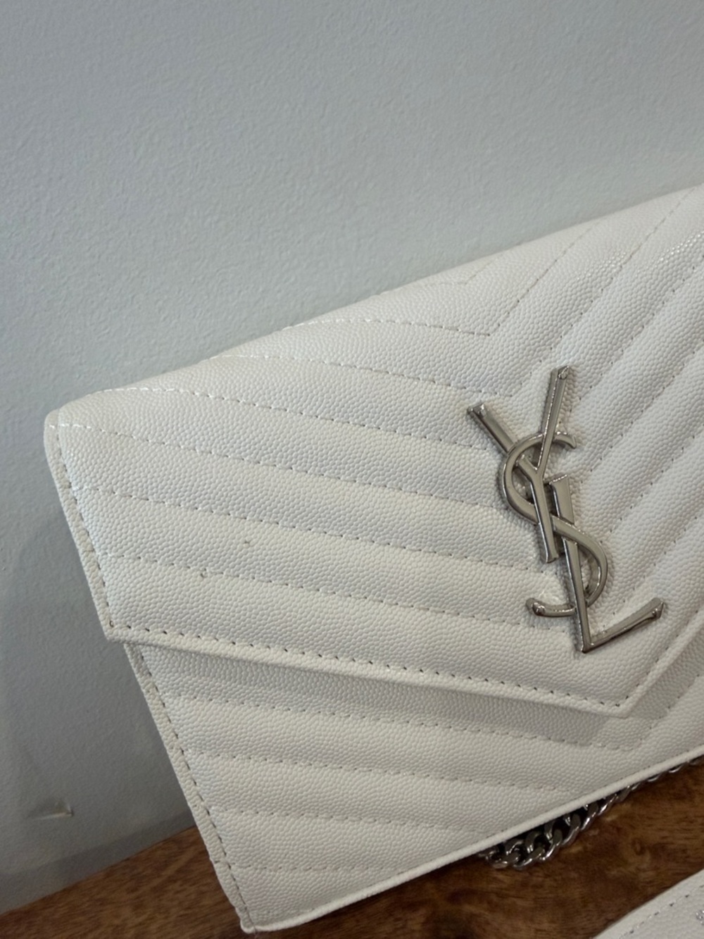 Designer Inspired Matelasse Quilted Monogram Chain Wallet Crossbody Bag - Picture 5 of 6